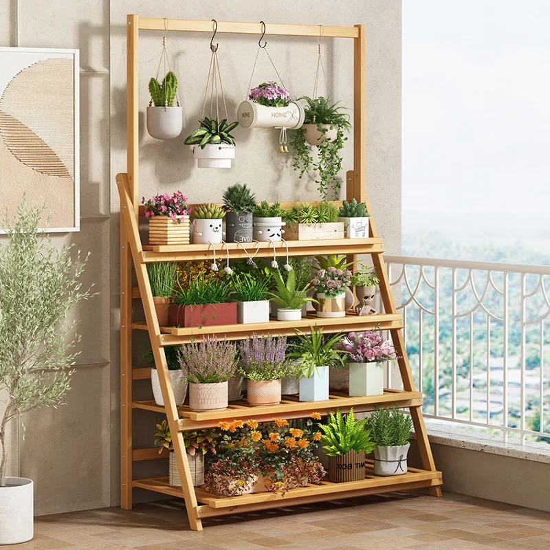 Solid Wood Flower Shelf Plant  - đánh giá và giá Outdoor Furniture Wood